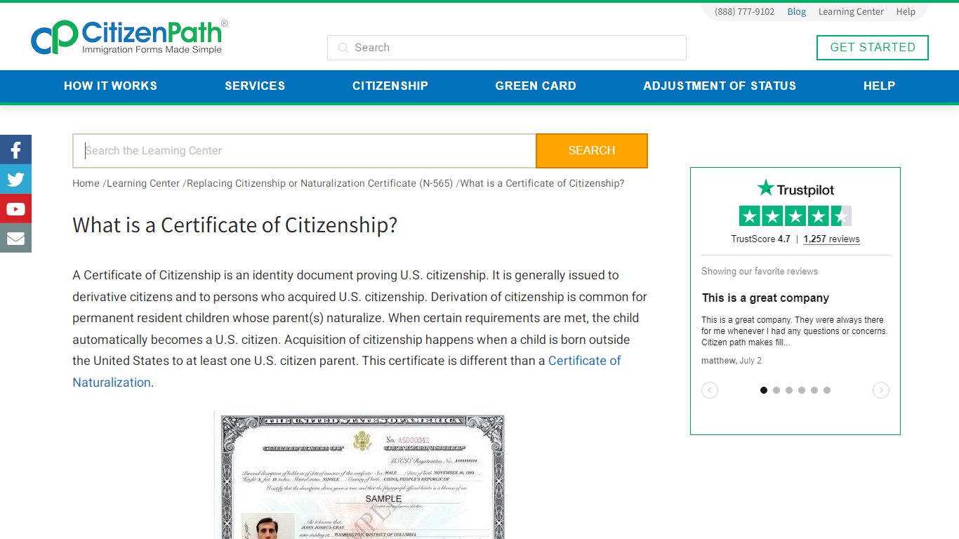 Certificate of Citizenship - US Citizenship Document | CitizenPath
