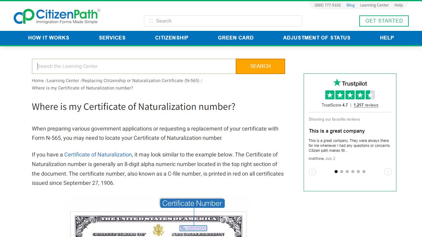 Certificate of Naturalization Number Explained | CitizenPath